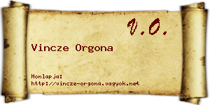 Vincze Orgona névjegykártya